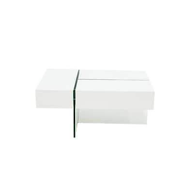 Brassex Inc. Coffee Table 3-Way Storage Coffee Table - White Glossy