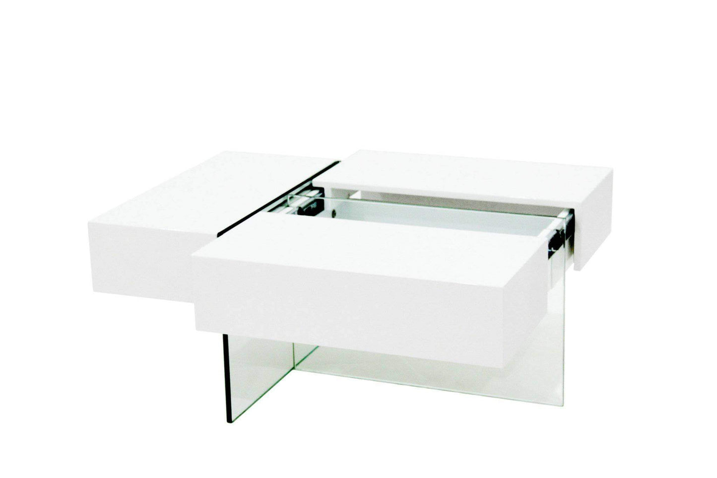 Brassex Inc. Coffee Table 3-Way Storage Coffee Table - White Glossy
