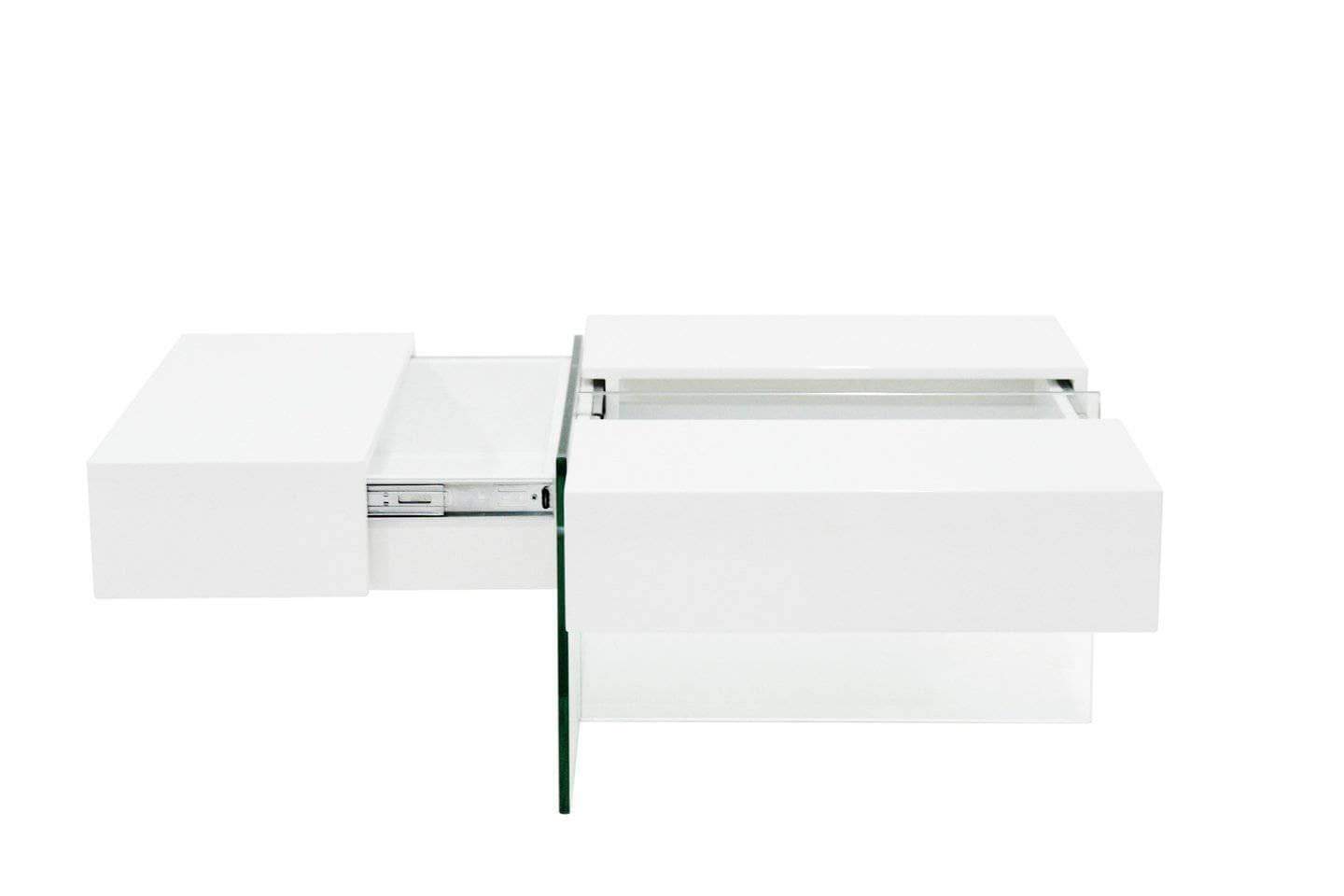 Brassex Inc. Coffee Table 3-Way Storage Coffee Table - White Glossy