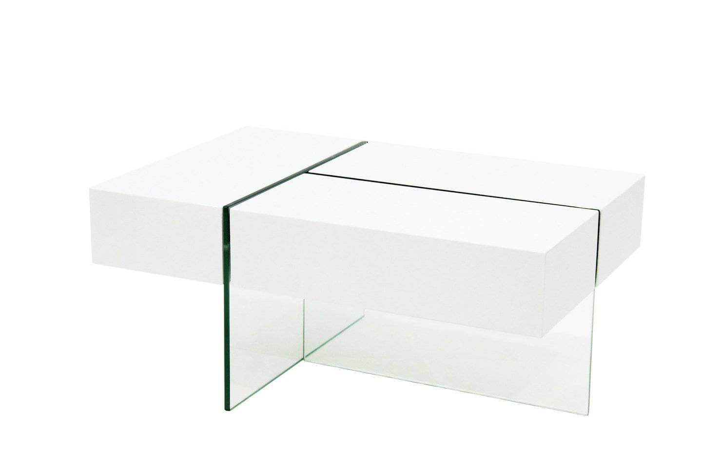 Brassex Inc. Coffee Table 3-Way Storage Coffee Table - White Glossy