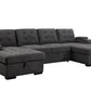 Pending - Urban Cali Lancaster U-Shaped Sleeper Sectional Sofa Bed with Storage Chaises