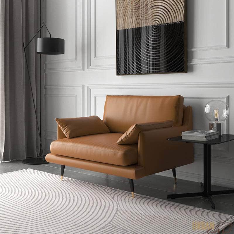 Pending - Urban Cali Marin 41.34" Faux Leather Round Arm Chair in Brown