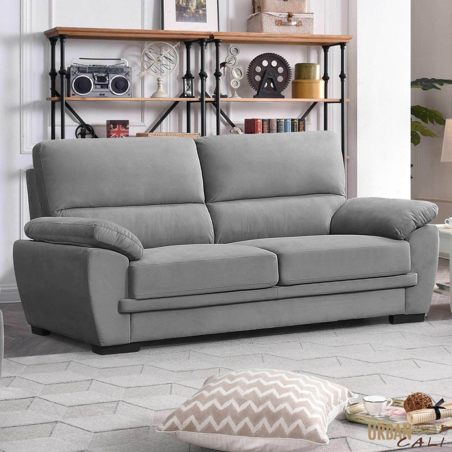 Pending - Urban Cali Monterey 3 Piece Pillow Top Arm Sofa, Loveseat and Chair Set in Cotton Fabric - Available in 2 Colours