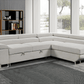 Pending - Urban Cali Right Facing Chaise Hollywood Sleeper Sectional Sofa Bed with Adjustable Headrests and Storage Chaise in Ulani Cream