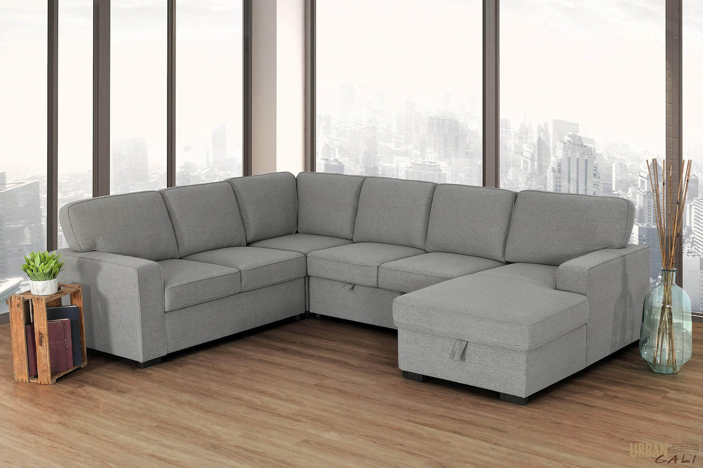 Pending - Urban Cali Sectional Sofa Santa Cruz Large Sleeper Sectional Sofa Bed with Storage Chaise