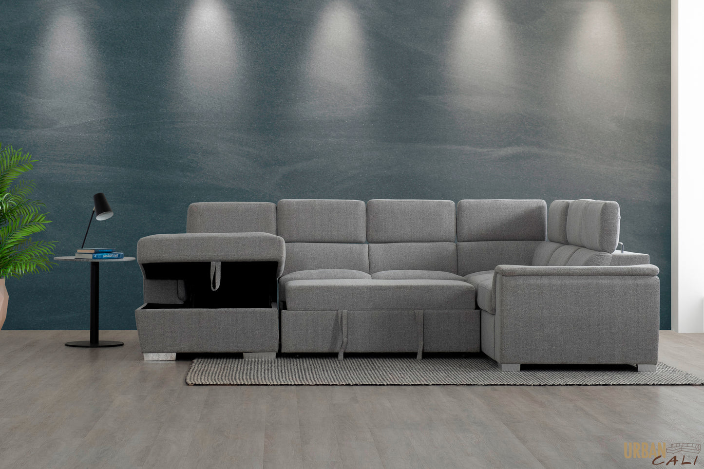 Bel Air Grand canapé-lit sectionnel modulaire avec méridienne de rangement en pierre Thora