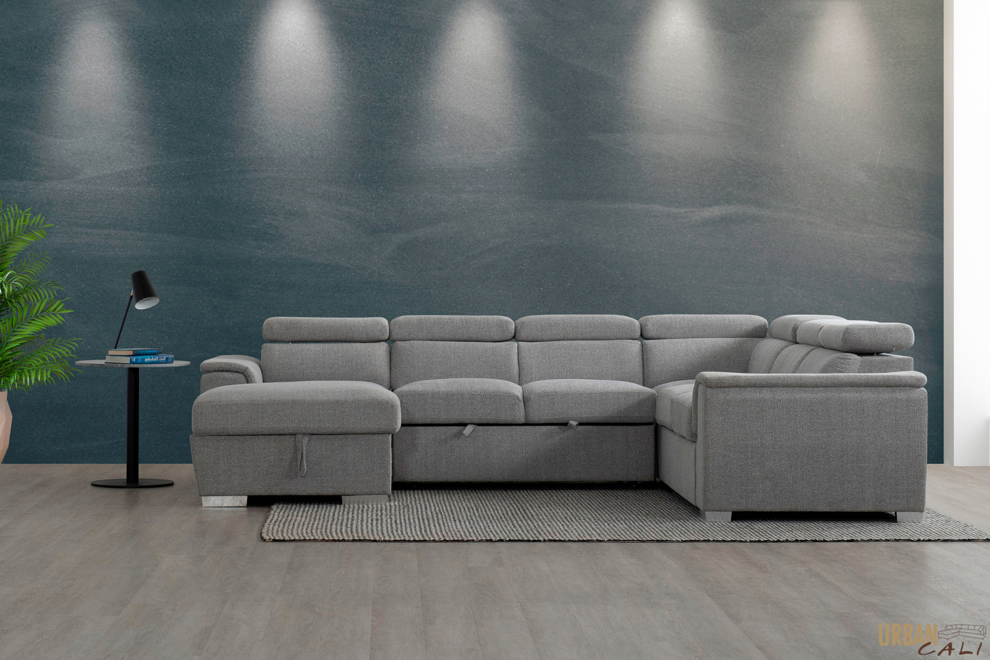 Bel Air Grand canapé-lit sectionnel modulaire avec méridienne de rangement en pierre Thora