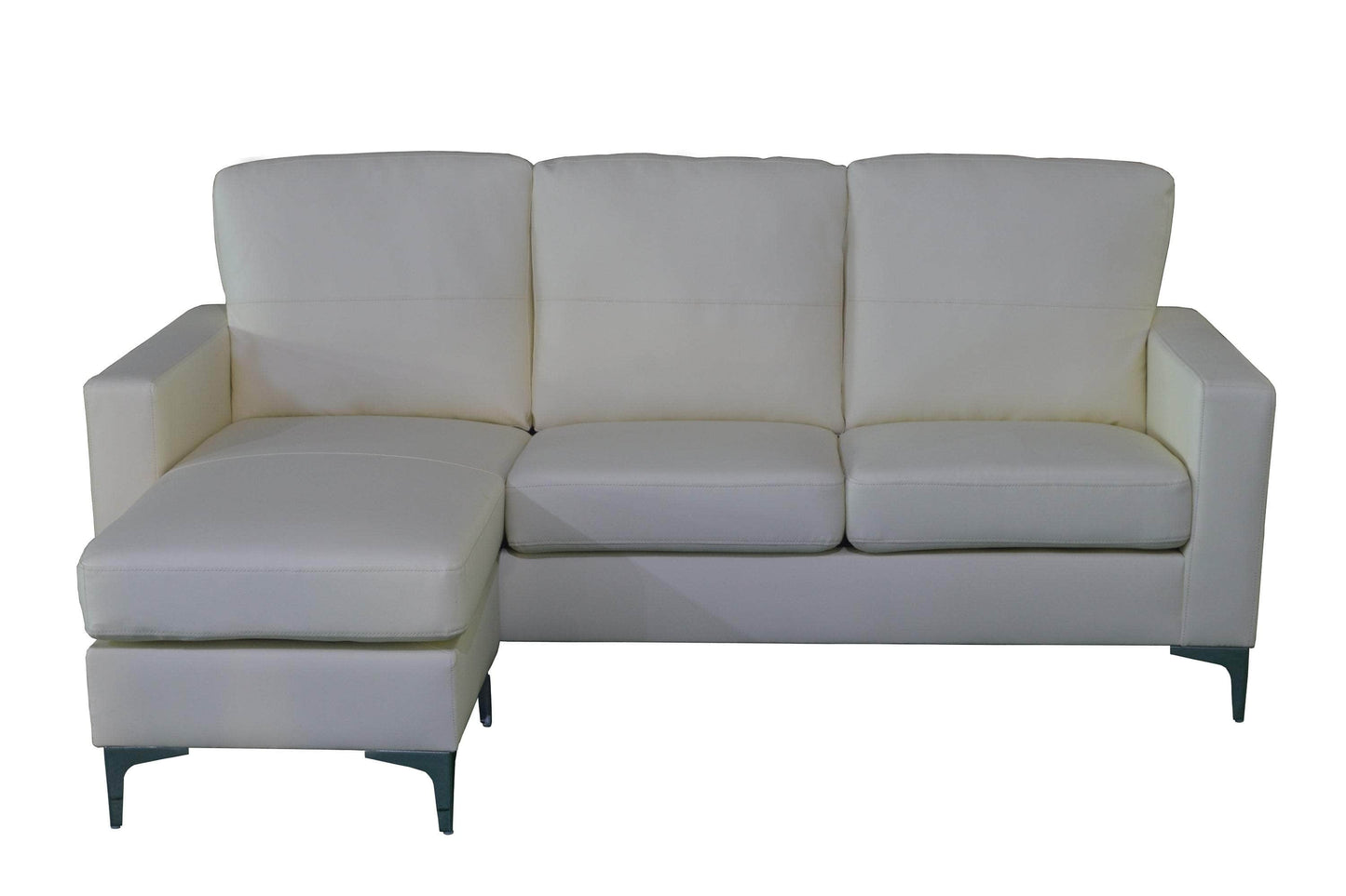 Urban Cali Sectional Cream Del Mar 78.74" Wide Faux Leather Sectional Sofa with Reversible Chaise - Available in 3 Colours