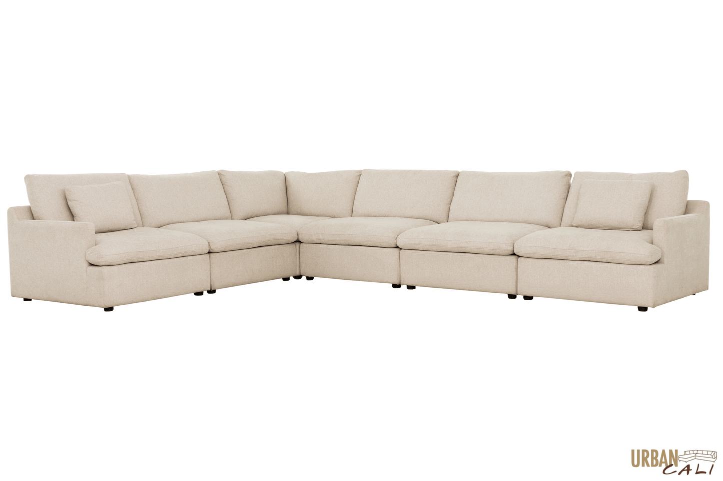 Urban Cali Sectional Long Beach Large Modular L-Shaped Sectional Sofa in Axel Beige