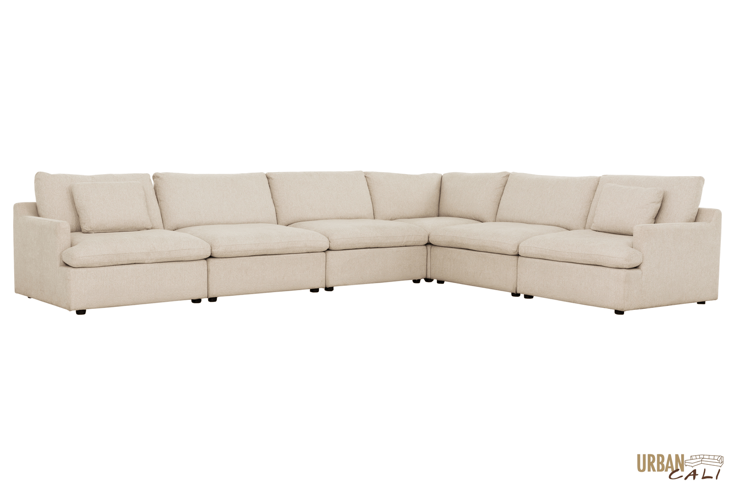 Urban Cali Sectional Long Beach Large Modular L-Shaped Sectional Sofa in Axel Beige