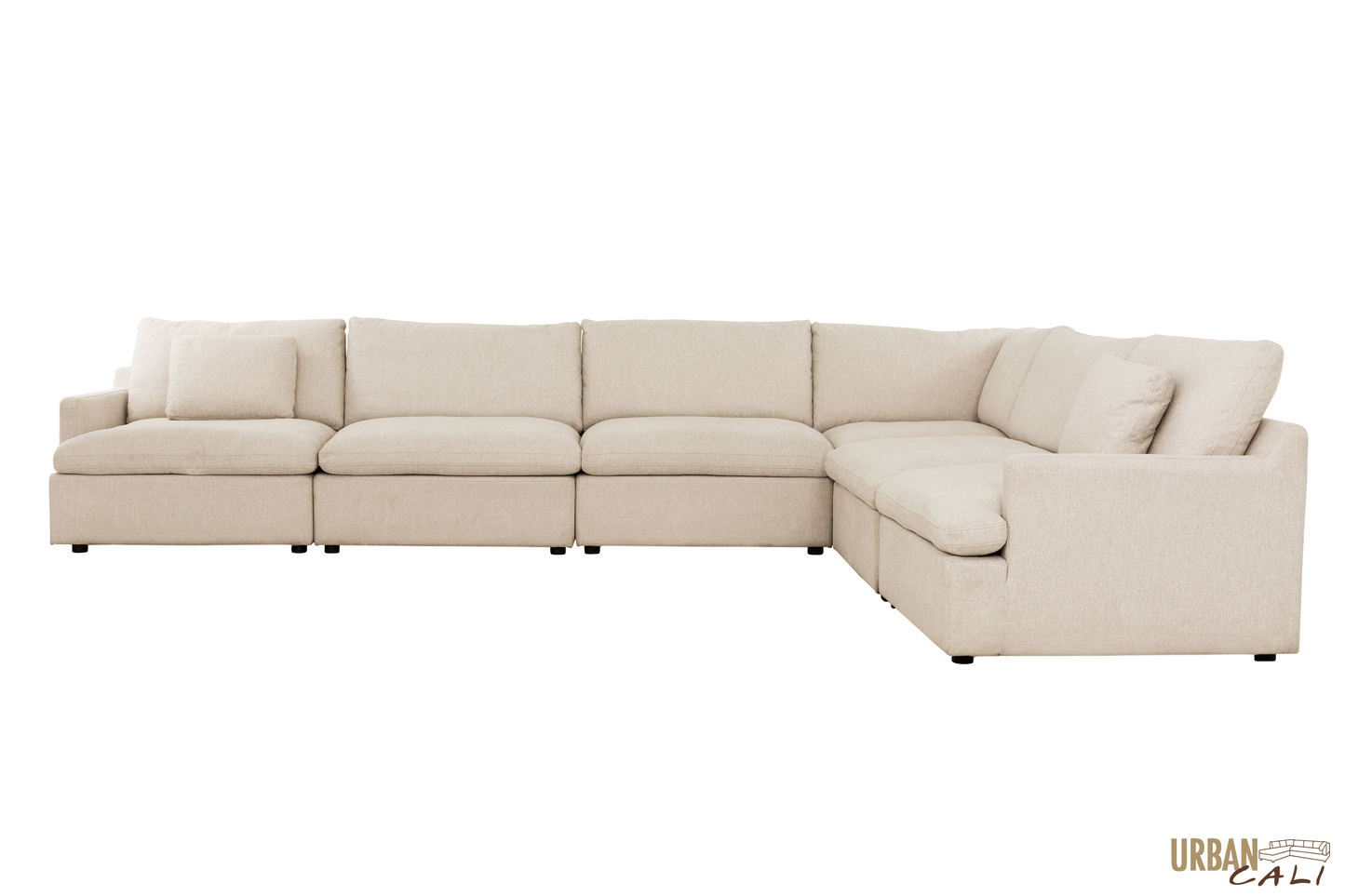Urban Cali Sectional Long Beach Large Modular L-Shaped Sectional Sofa in Axel Beige