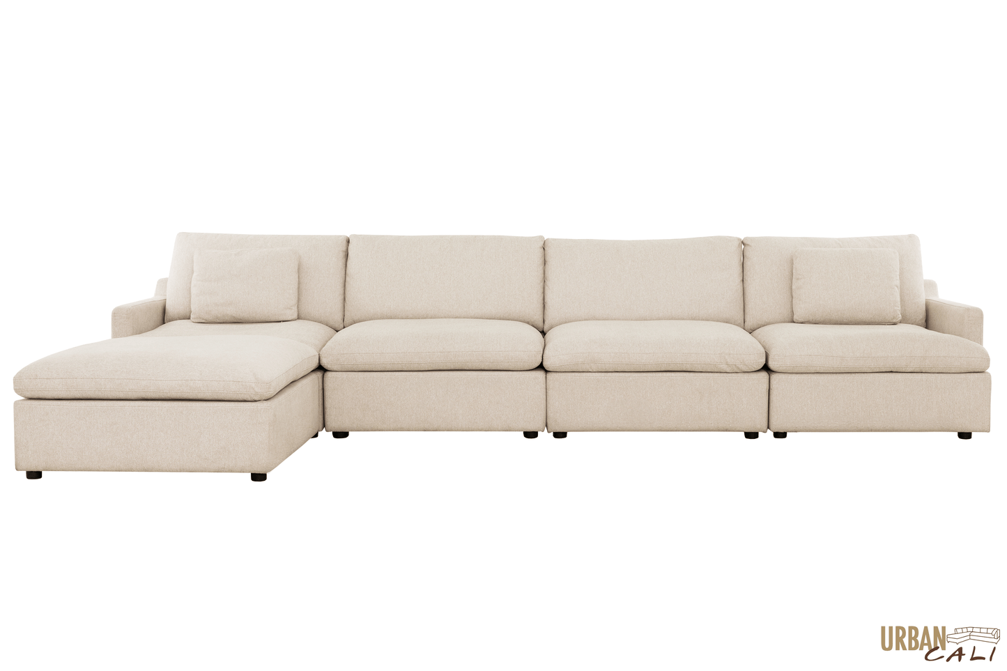 Urban Cali Sectional Long Beach Large Modular Sectional Sofa with Ottoman in Axel Beige