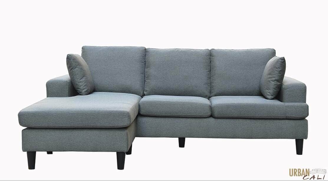 Urban Cali Sectional Sofa Sophia 84" Wide Sectional Sofa with Reversible Chaise in Blue Linen