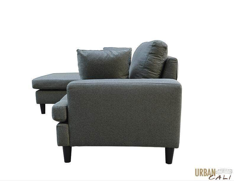 Urban Cali Sectional Sofa Sophia 84" Wide Sectional Sofa with Reversible Chaise in Blue Linen