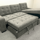 Urban Cali Sleeper Sectional Coronado Tufted Sleeper Sectional Sofa with Storage Chaise in Nora Grey