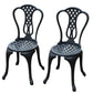 Aosom Dining Set 3 Piece Outdoor Patio Garden Cast Aluminum Cafe Bistro Round Table and Chair Set - Available in 3 Colours