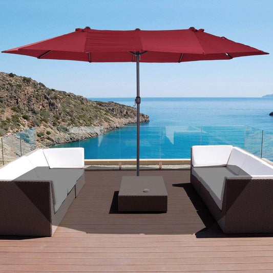 Aosom Umbrella 15ft Outdoor Patio Umbrella with Twin Canopy Sunshade and Lift Crank - Available in 4 Colours