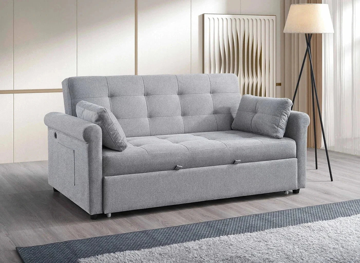 IFDC Sofa 70" Leamington Tufted Grey Sofa Bed - Available in 2 Sizes
