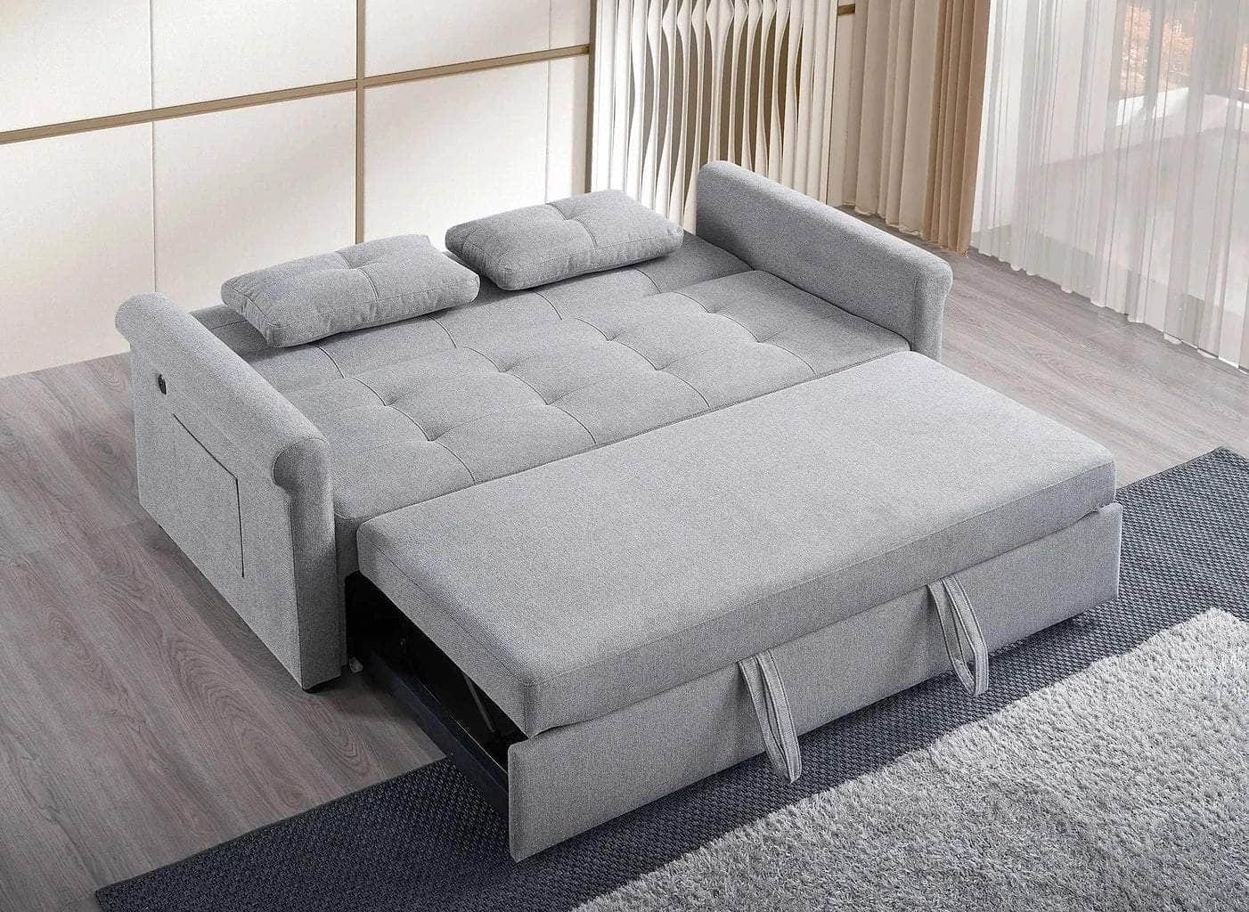 IFDC Sofa Leamington Tufted Grey Sofa Bed - Available in 2 Sizes