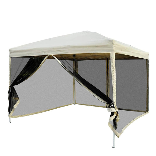 Pending - Aosom Easy Pop Up Canopy Tent with Mesh Side Walls, 10-Feet x 10-Feet, Ta - Tan