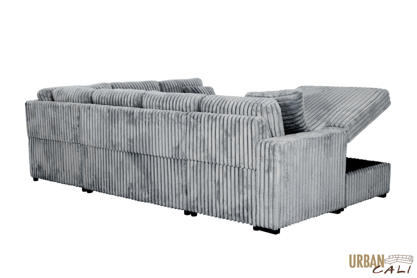 Atherton 123.25" Wide Opulence Plush Minky Corduroy Large Sleeper Sectional Sofa Bed with Storage Chaise - Available in 2 Colours
