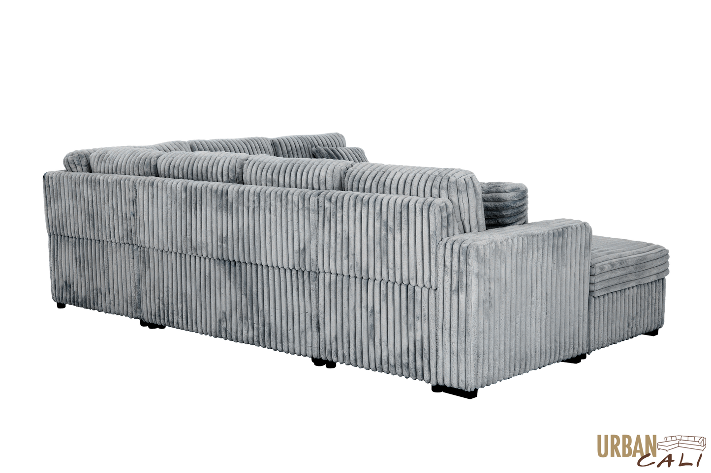 Atherton 123.25" Wide Opulence Plush Minky Corduroy Large Sleeper Sectional Sofa Bed with Storage Chaise - Available in 2 Colours