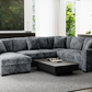 Atherton 123.25" Wide Opulence Plush Minky Corduroy Large Sleeper Sectional Sofa Bed with Storage Chaise - Available in 2 Colours