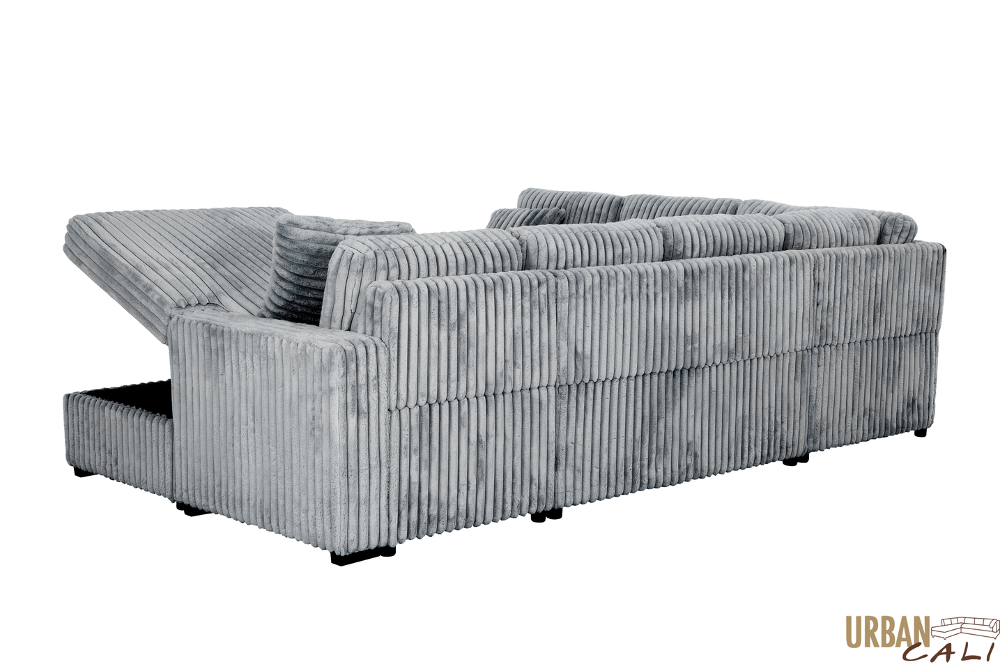 Atherton 123.25" Wide Opulence Plush Minky Corduroy Large Sleeper Sectional Sofa Bed with Storage Chaise - Available in 2 Colours