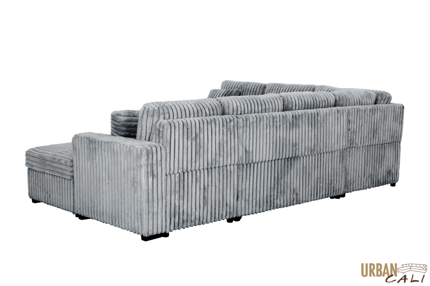 Atherton 123.25" Wide Opulence Plush Minky Corduroy Large Sleeper Sectional Sofa Bed with Storage Chaise - Available in 2 Colours