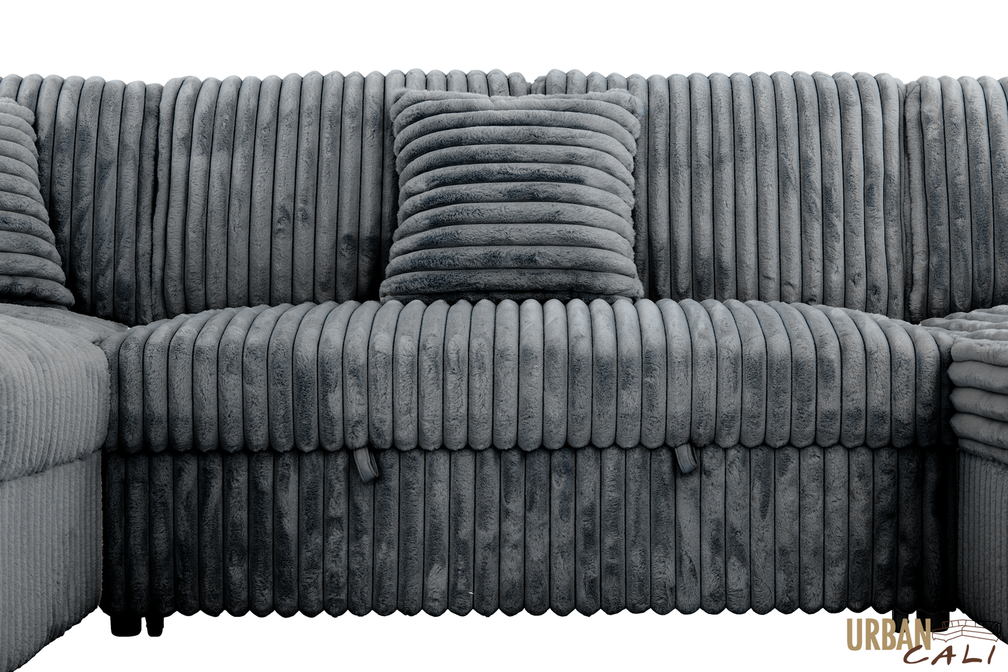 Atherton 123.25" Wide Opulence Plush Minky Corduroy Large Sleeper Sectional Sofa Bed with Storage Chaise - Available in 2 Colours