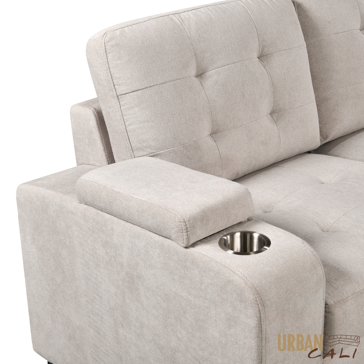 Avila 98.5" Wide Sleeper Sectional Sofa Bed with Cupholders and Storage Chaise - Available in 2 Colours