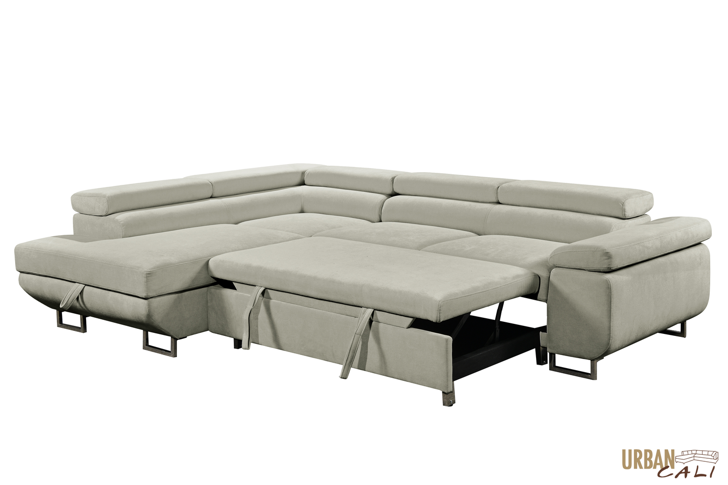 Hollywood Sleeper Sectional Sofa Bed with Adjustable Headrests and Storage Chaise - Available in 3 Colours