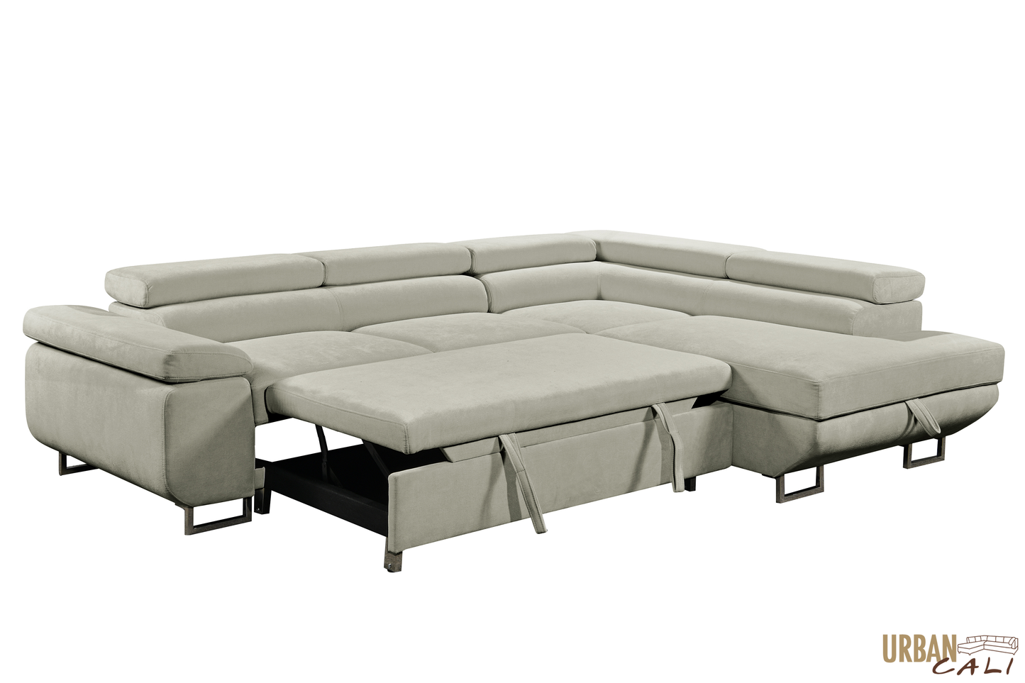 Hollywood Sleeper Sectional Sofa Bed with Adjustable Headrests and Storage Chaise - Available in 3 Colours