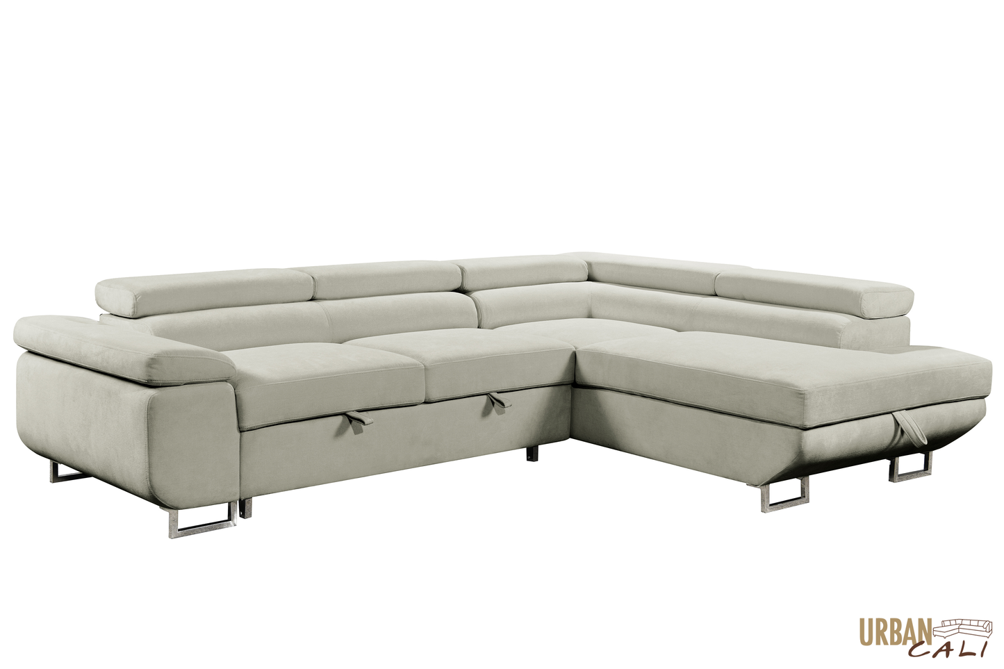 Hollywood Sleeper Sectional Sofa Bed with Adjustable Headrests and Storage Chaise - Available in 3 Colours