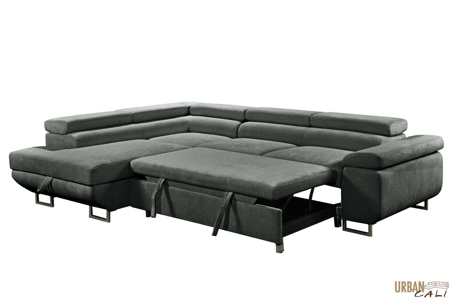 Hollywood Sleeper Sectional Sofa Bed with Adjustable Headrests and Storage Chaise - Available in 3 Colours