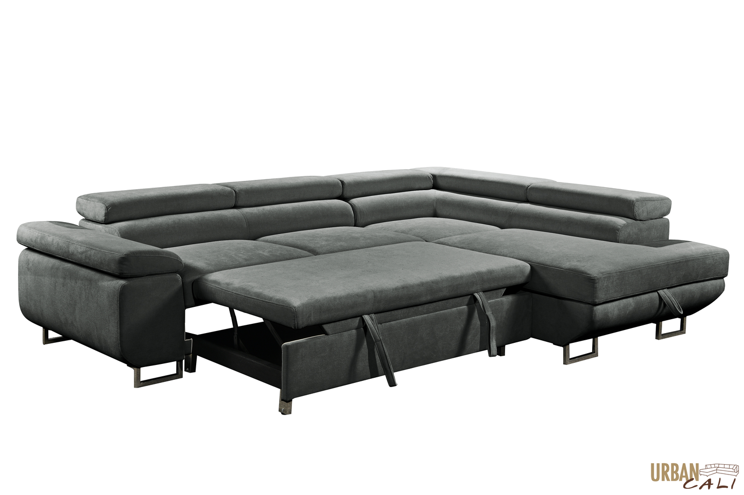 Hollywood Sleeper Sectional Sofa Bed with Adjustable Headrests and Storage Chaise - Available in 3 Colours