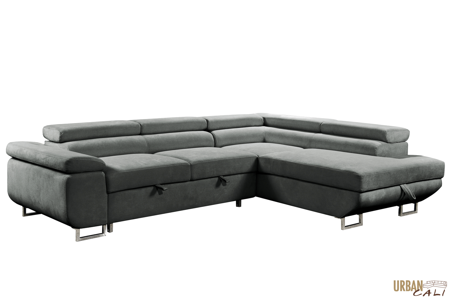 Hollywood Sleeper Sectional Sofa Bed with Adjustable Headrests and Storage Chaise - Available in 3 Colours
