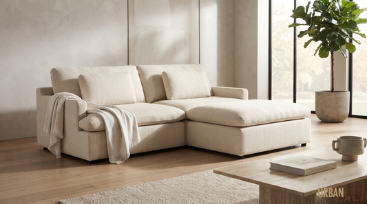 Long Beach Small Modular Sectional Sofa with Ottoman - Available in 3 Colours