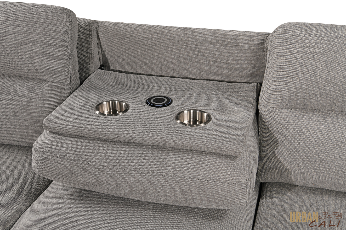 Urban Cali Malibu 94.5" Wide Sleeper Sectional Sofa Bed with Pull Down Tray, Cupholders Wireless Charger and Storage Chaise, image 42