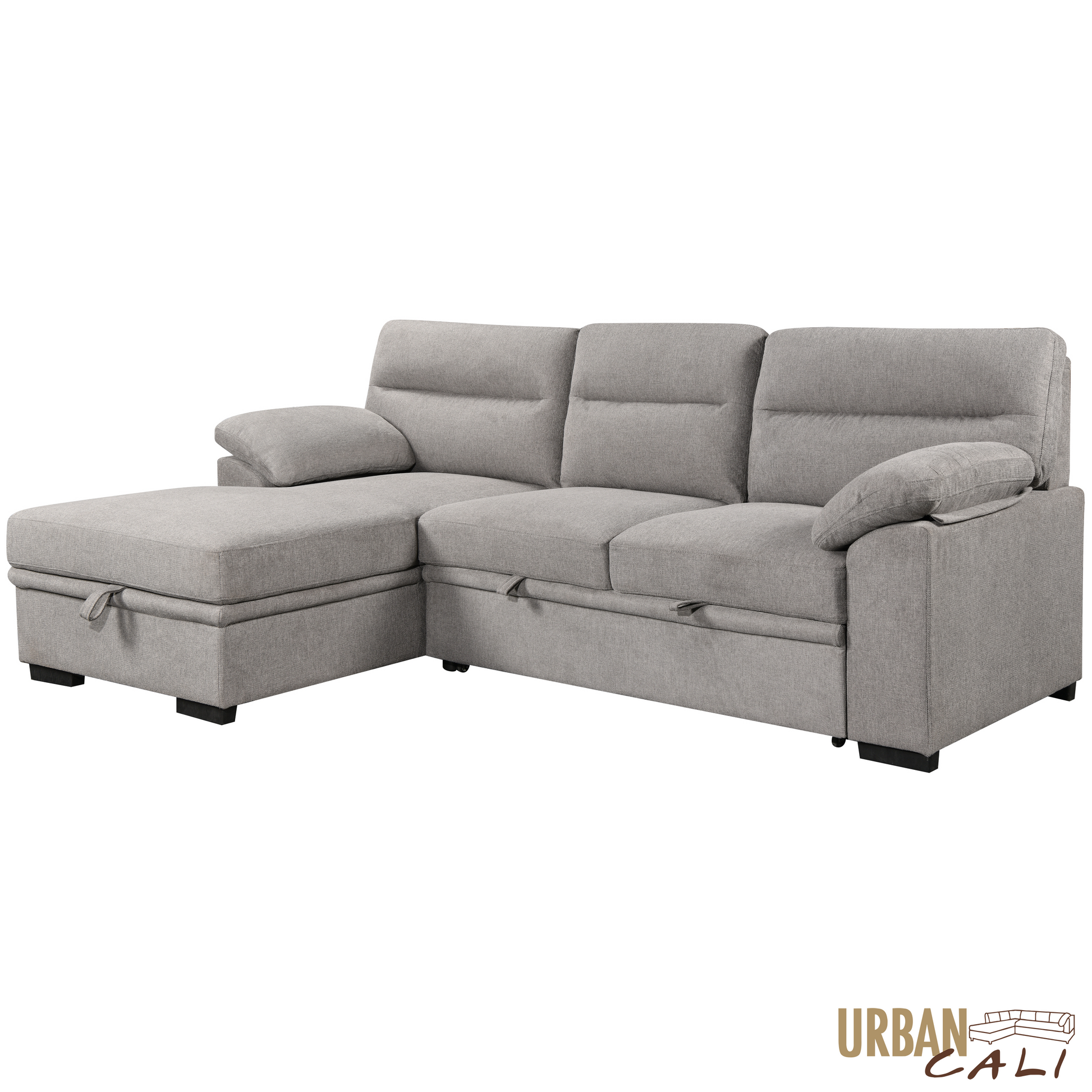 Urban Cali Malibu 94.5" Wide Sleeper Sectional Sofa Bed with Pull Down Tray, Cupholders Wireless Charger and Storage Chaise, image 31