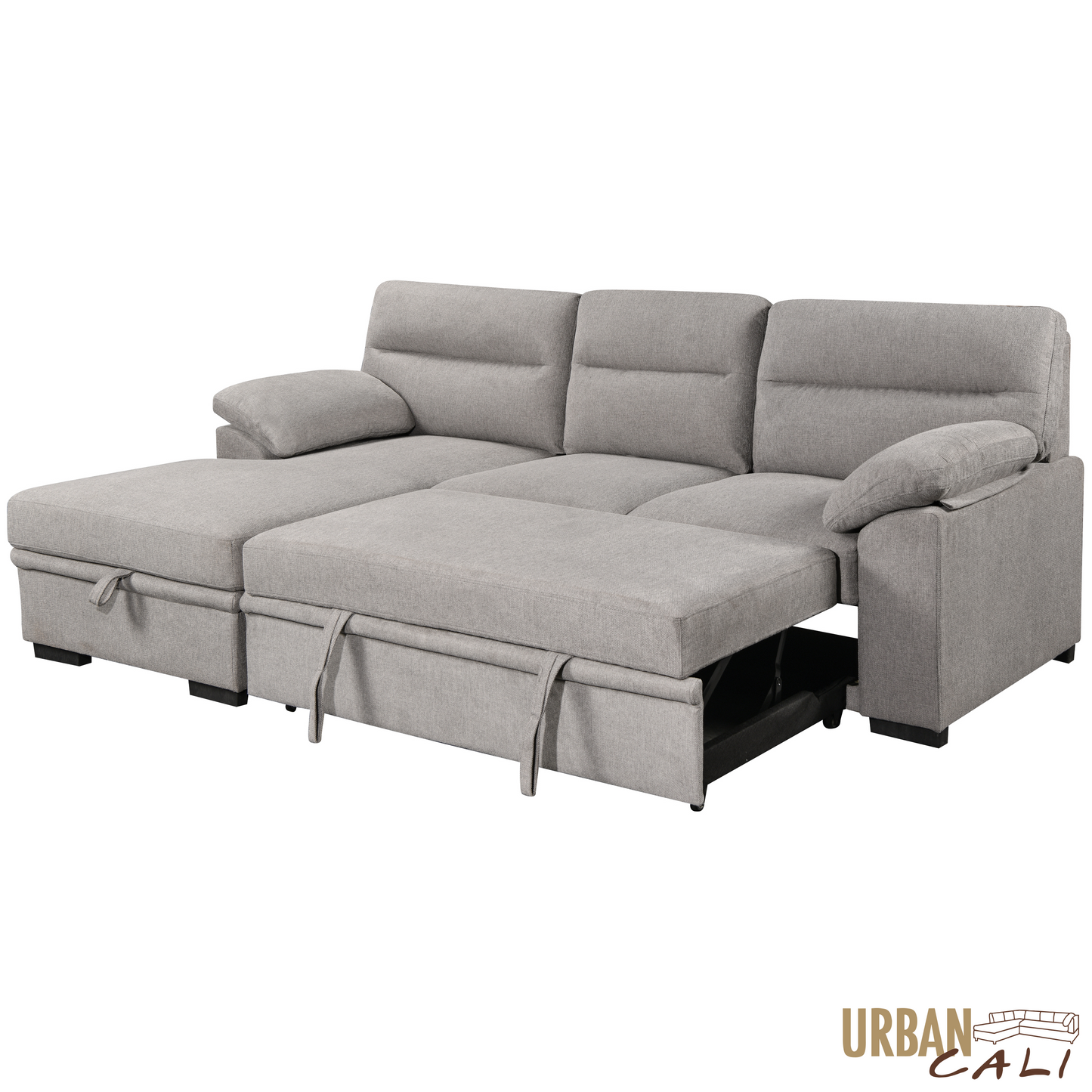 Urban Cali Malibu 94.5" Wide Sleeper Sectional Sofa Bed with Pull Down Tray, Cupholders Wireless Charger and Storage Chaise, image 30
