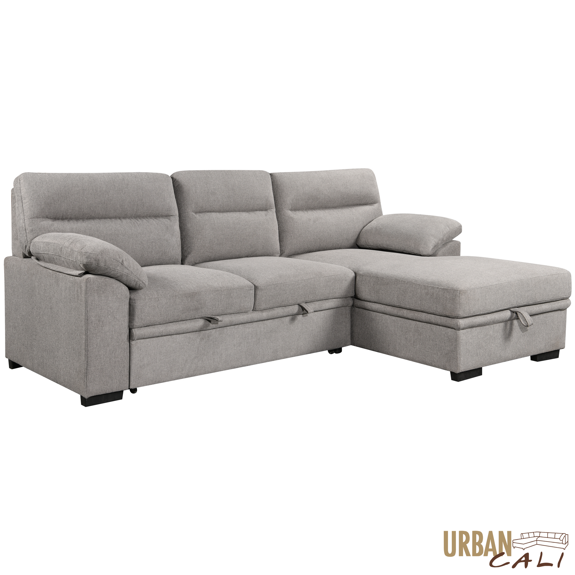 Urban Cali Malibu 94.5" Wide Sleeper Sectional Sofa Bed with Pull Down Tray, Cupholders Wireless Charger and Storage Chaise, image 39
