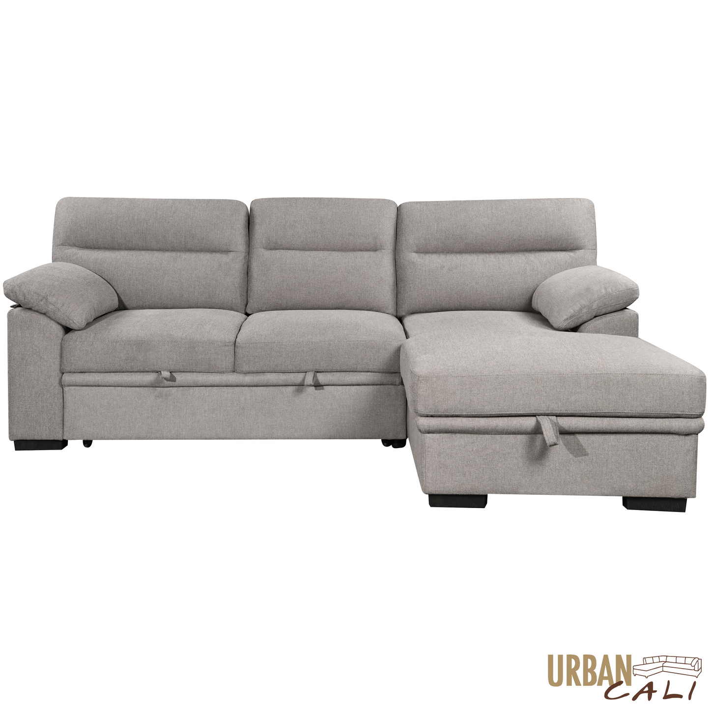 Urban Cali Malibu 94.5" Wide Sleeper Sectional Sofa Bed with Pull Down Tray, Cupholders Wireless Charger and Storage Chaise, image 41