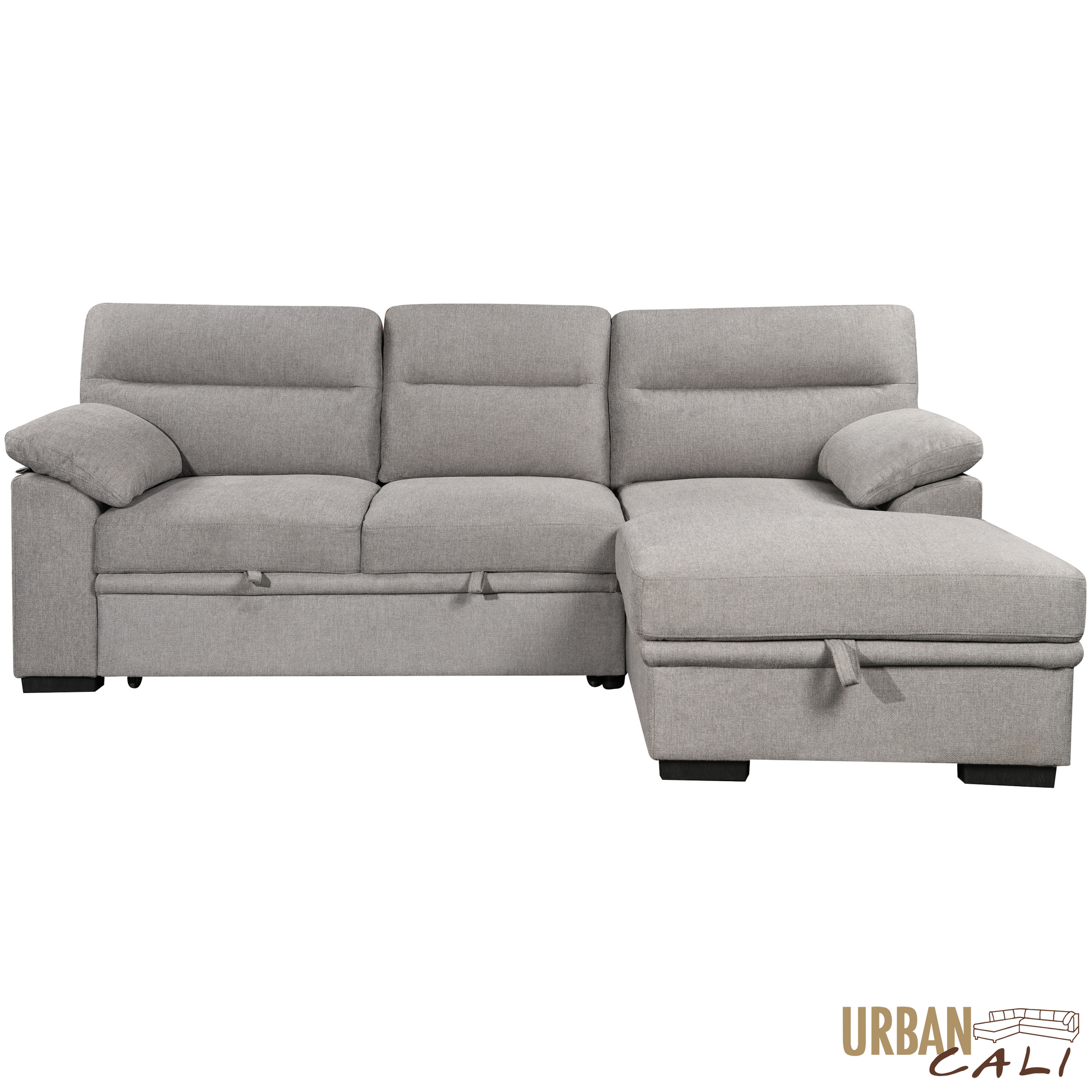 Urban Cali Malibu 94.5" Wide Sleeper Sectional Sofa Bed with Pull Down Tray, Cupholders Wireless Charger and Storage Chaise, image 41