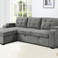 Urban Cali Sectional Avila 98.5" Wide Sleeper Sectional Sofa Bed with Cupholders and Storage Chaise in Ulani Ash