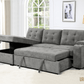 Urban Cali Sectional Avila 98.5" Wide Sleeper Sectional Sofa Bed with Cupholders and Storage Chaise in Ulani Ash