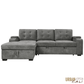 Urban Cali Sectional Avila 98.5" Wide Sleeper Sectional Sofa Bed with Cupholders and Storage Chaise in Ulani Ash