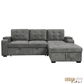 Urban Cali Sectional Avila 98.5" Wide Sleeper Sectional Sofa Bed with Cupholders and Storage Chaise in Ulani Ash