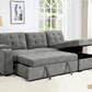 Urban Cali Sectional Avila 98.5" Wide Sleeper Sectional Sofa Bed with Cupholders and Storage Chaise in Ulani Ash
