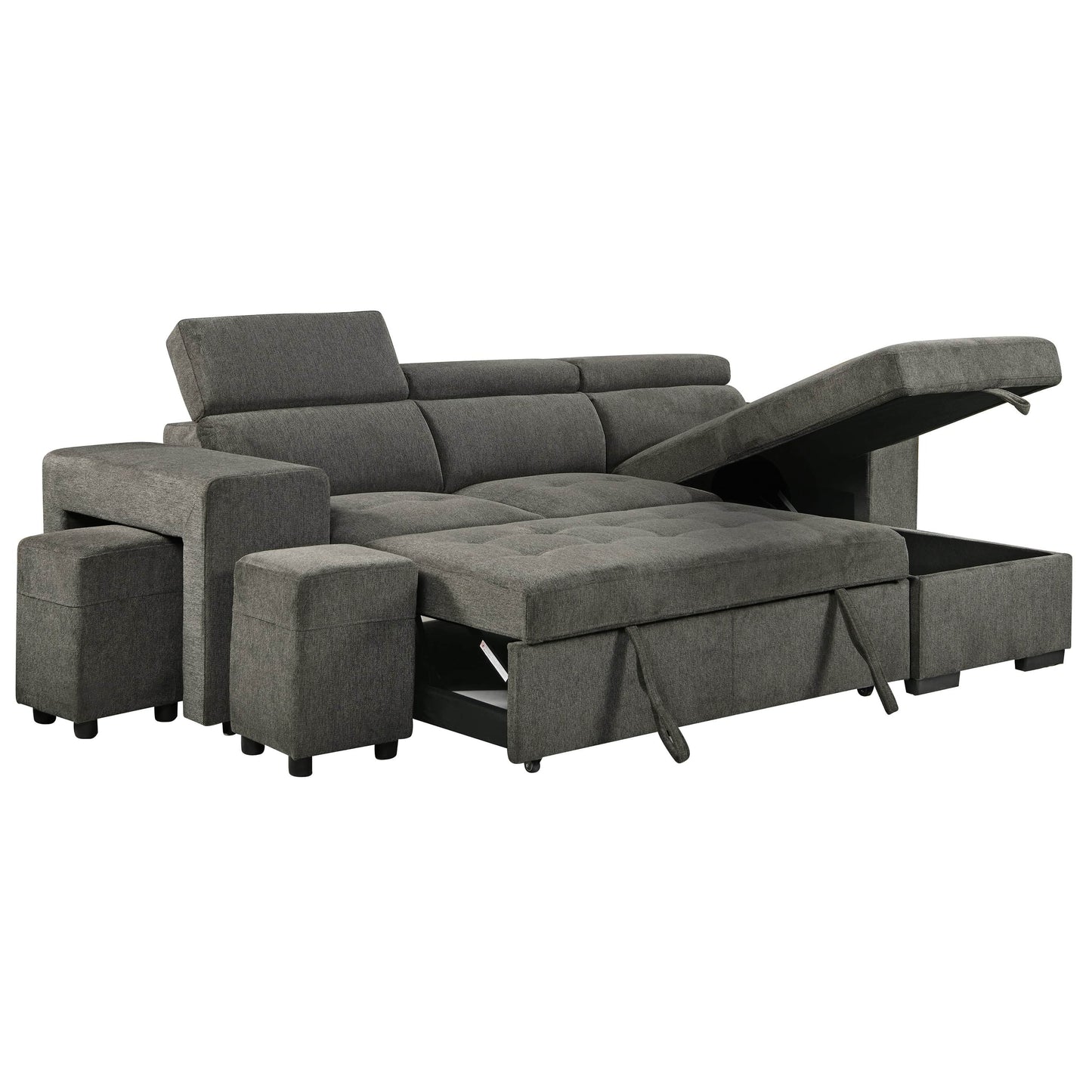 Sonoma 103.5" Wide Sleeper Sectional Sofa Bed with Reversible Storage Chaise and 2 Stools - Available in 2 Colours
